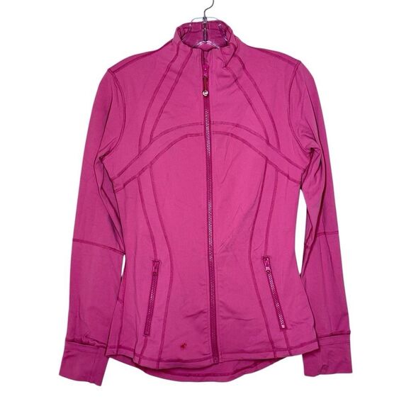QUEENIE KE Pink Long Sleeve Full Zip Yoga Top Size M Zipped Pockets Gym Workout - Picture 1 of 11